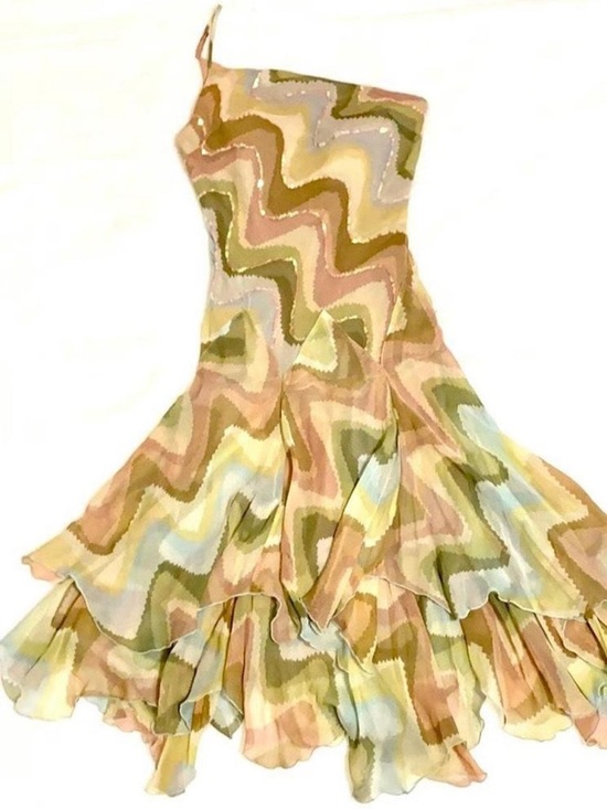 BCBGMaxAzria Dresses & Skirts - READ Vintage BCBGMAXAZRIA Pure Silk Sequin Fairycore Hanky Hem Dress NWOT